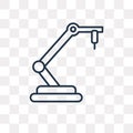Robotic arm vector icon isolated on transparent background, line
