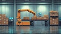 Robotic Arm in Warehouse for Efficient Material Handling and Automation Process Royalty Free Stock Photo