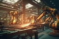 Robotic arm welder working in the factory with Ai Generated