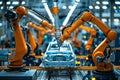 Robotic Arms Assembling Car in Automated Factory