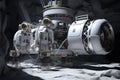 robotic arms assembling a lunar habitat module