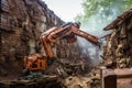 Robotic arms built a brick retaining wall