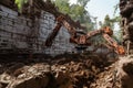 Robotic arms built a brick retaining wall