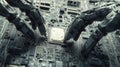 Robotic Arms Installing a Microchip on a Circuit Board Royalty Free Stock Photo