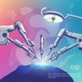 obotic arms performing surgery in a digital illustration. The scene features multiple Royalty Free Stock Photo