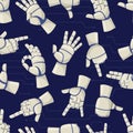 Robotic arms or prostheses with different gestures. Bionic hands seamless pattern. Artificial intelligence technology. Automatic Royalty Free Stock Photo