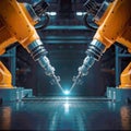 Robotic arms in semiconductors and computer manufacturing, building Ai microchips and circuit boards, quantum computing nano