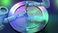Robotic arms with silicon wafers
