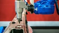 Robotic arms works on factory on manufacture of cars. Automobile production