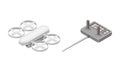 Robotic artificial objects set. rone and remote control, hi-tech technology concept isometric vector illustration Royalty Free Stock Photo
