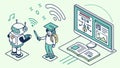 Robotic assistance, future education, AI learning, technological support, vector design Generative AI Royalty Free Stock Photo