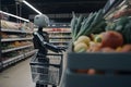 A robotic assistant efficiently picking groceries from shelves in a store