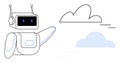 Robotic Assistant Interacting with Cloud Technology in Modern Minimalist Style Royalty Free Stock Photo