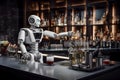 Robotic bartender mixing cocktails in the bar