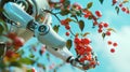 A robotic berry picker using sensors to detect riss and gently pluck berries from their branches Royalty Free Stock Photo