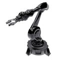 Robotic black arm for any work in a factory or production. Mechatronic equipment for complex tasks. 3d illustration.