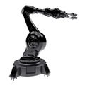 Robotic black arm for any work in a factory or production. Mechatronic equipment for complex tasks. 3d illustration.