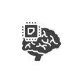 A robotic brain with microchip vector icon
