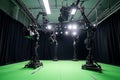 Robotic Camera System in Modern Television Studio on Green Screen Royalty Free Stock Photo