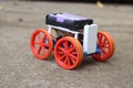 Robotic car model working prototype that can be controlled remotely. Objects made with 3d printing technology