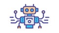 Robotic Circuit Brain Icon for AI and Advanced Computing, vector design Generative AI Royalty Free Stock Photo