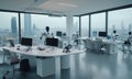 Robotic Colleagues in Futuristic Office AI Generated