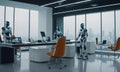 Robotic Colleagues in Futuristic Office AI Generated