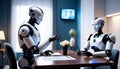 Robotic Colleagues in Modern Office Setting Royalty Free Stock Photo