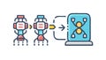 Robotic Communication AI Interaction Network Flat Icon, vector design Generative AI Royalty Free Stock Photo