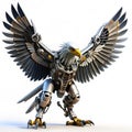 Robotic eagle with mechanical wings Royalty Free Stock Photo