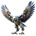 Robotic eagle with mechanical wings Royalty Free Stock Photo