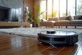 Robotic efficiency Smart vacuum cleaner autonomously cleans living room space