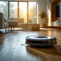 Robotic efficiency Smart vacuum cleaner autonomously cleans living room space