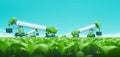 robotic efficient farming taking over in watering and agriculture industry as wide banner with copyspace area, Generative AI