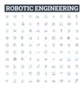 Robotic engineering vector line icons set. Robotics, Engineering, Automation, Machines, Programming, Artificial Royalty Free Stock Photo