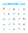 Robotic engineering vector line icons set. Robotics, Engineering, Automation, Machines, Programming, Artificial Royalty Free Stock Photo
