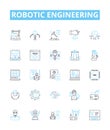 Robotic engineering vector line icons set. Robotics, Engineering, Automation, Machines, Programming, Artificial Royalty Free Stock Photo