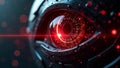 Robotic Eye Shooting Laser Through Data Matrix With Futuristic Graphic Interface Effects