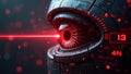 Robotic Eye Shooting Laser Through Data Matrix With Futuristic Graphic Interface Effects