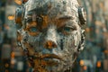 Robotic face humanoid cyborg artificial intelligence tech concept