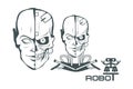 Robotic face. Robot logo for design. Robotics.