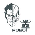 Robotic face. Robot logo for design. Robotics.