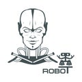 Robotic face. Robot logo for design. Robotics.