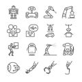 Robotic and factory machine icons set