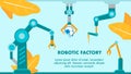 Robotic Factory Promo Flat Vector Banner Template