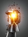 Robotic Gauntlet Exploding with Power Royalty Free Stock Photo