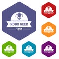 Robotic geek icons vector hexahedron