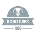 Robotic geek logo, simple gray style