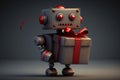 Robotic Gift Bearer with a Cheerful Smile, Generative Ai