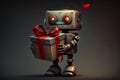 Robotic Gift Bearer with a Cheerful Smile, Generative Ai